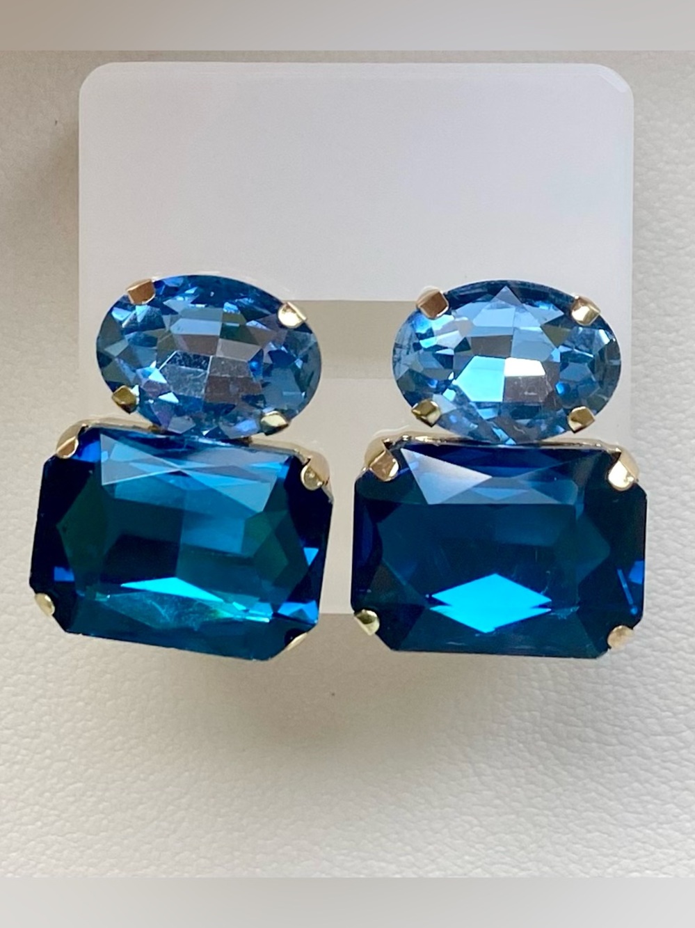 Blue Crystal Statement Stud Earrings